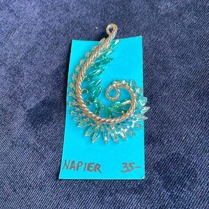 Napier vintage silver and blue and teal brooch